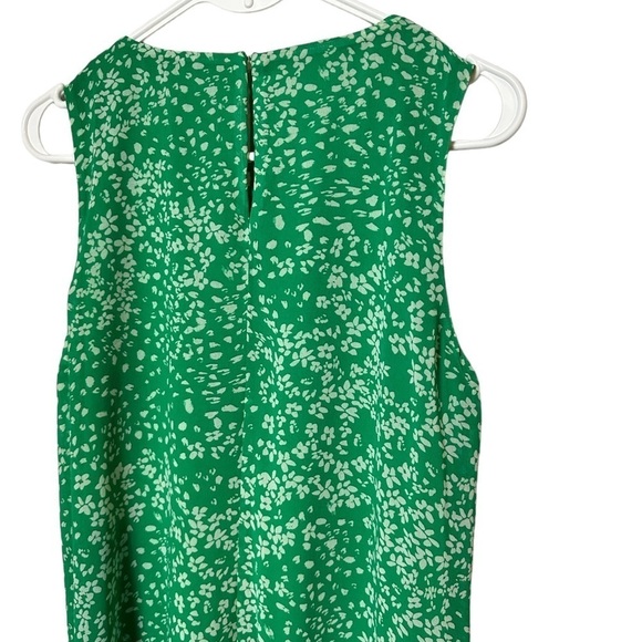 DKNY Kelly Green Pleated Sheer Lined Pullover Floral Sleeveless Dress Party 12 - Picture 8 of 9